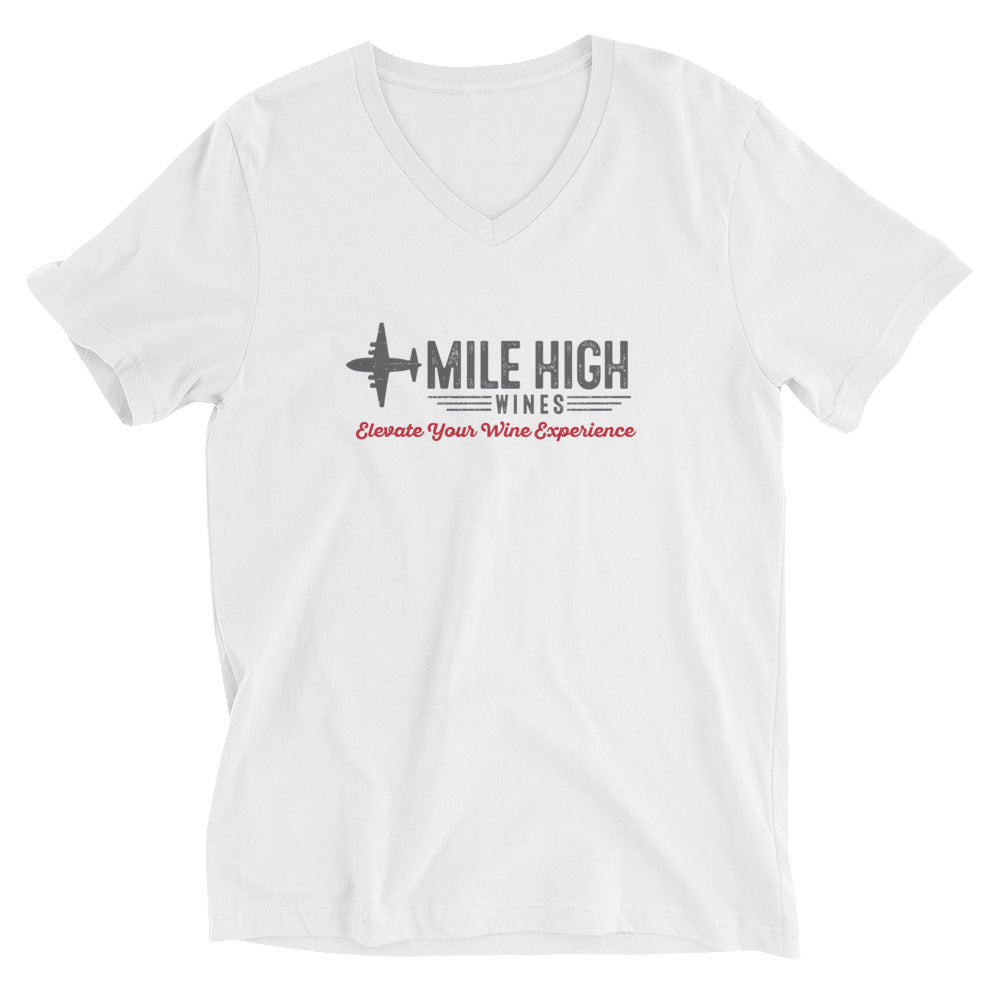 Unisex Short Sleeve V-Neck T-Shirt - Mile High Wines 