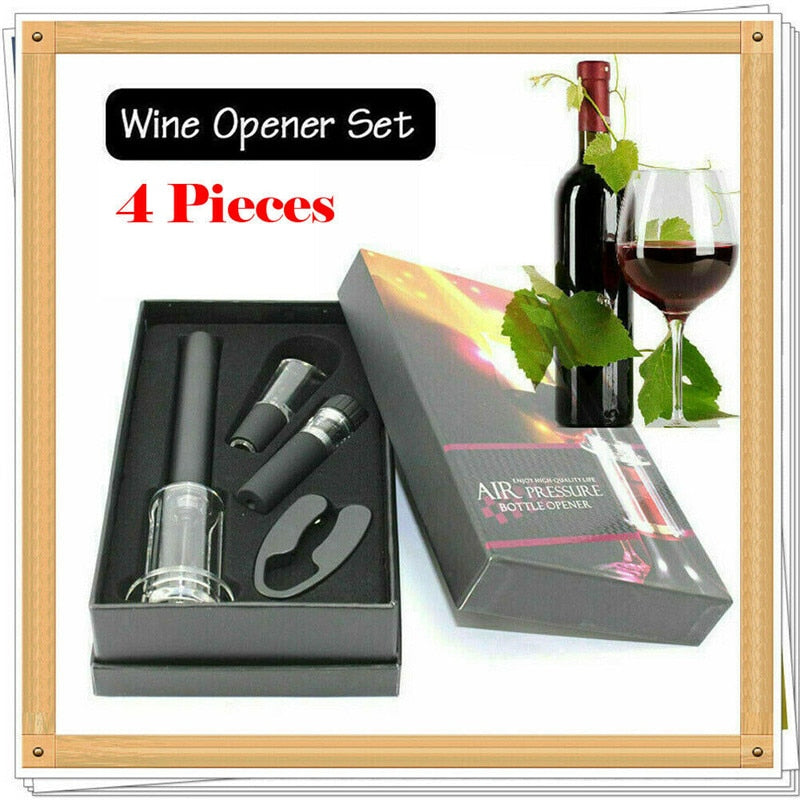 Red Wine Bottle Opener Cork Remover Easy Air Pump Pressure Tools 4PCS
